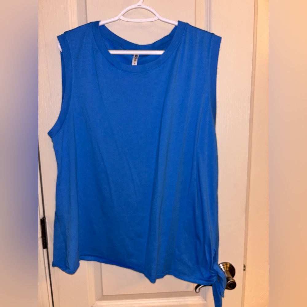 Fabletics Vibrant Blue Muscle Tee with Side Tie XXL